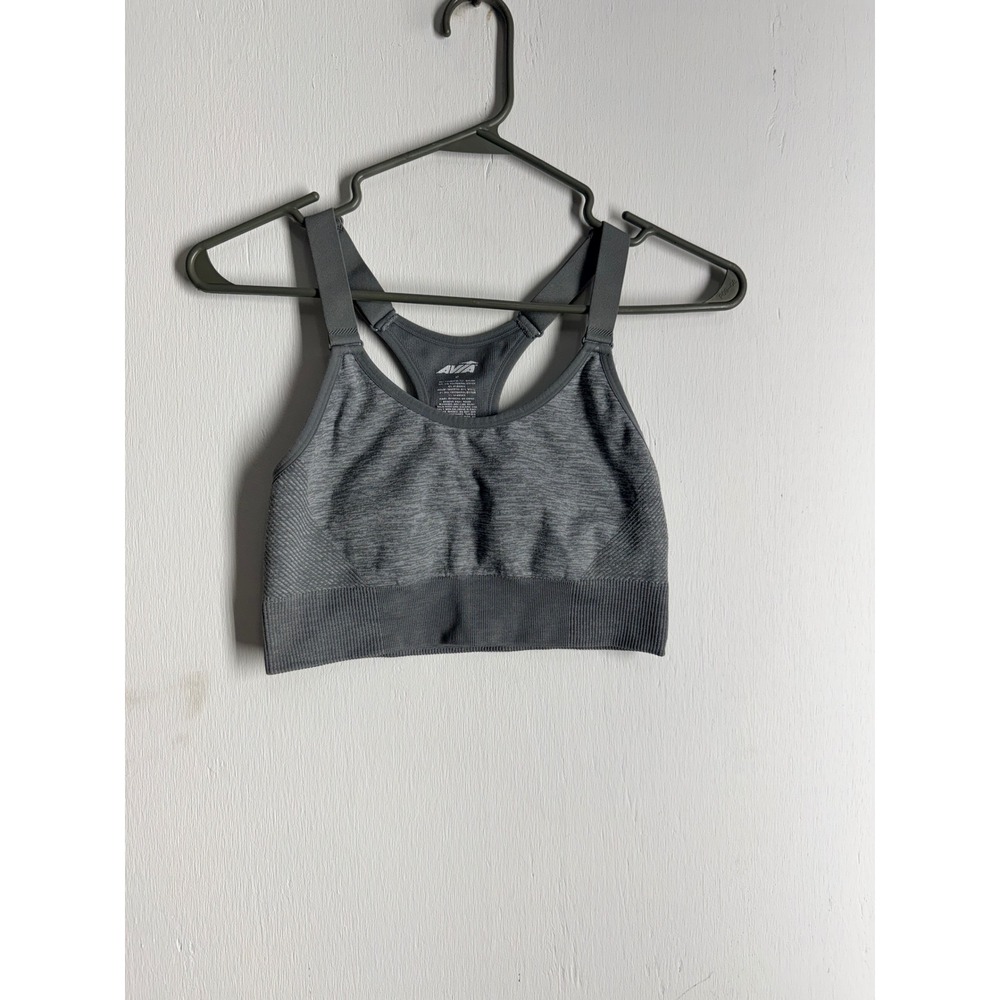 Avia Womens Seamless Sports Bra Gray Heathered Adjustable Racerback Medium
